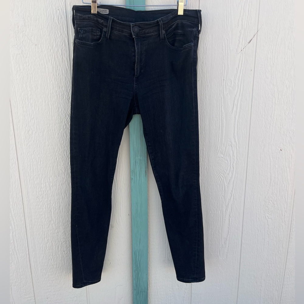 True Religion Halle Mid Rise Super Black Skinny Jeans Zip Up Size 30